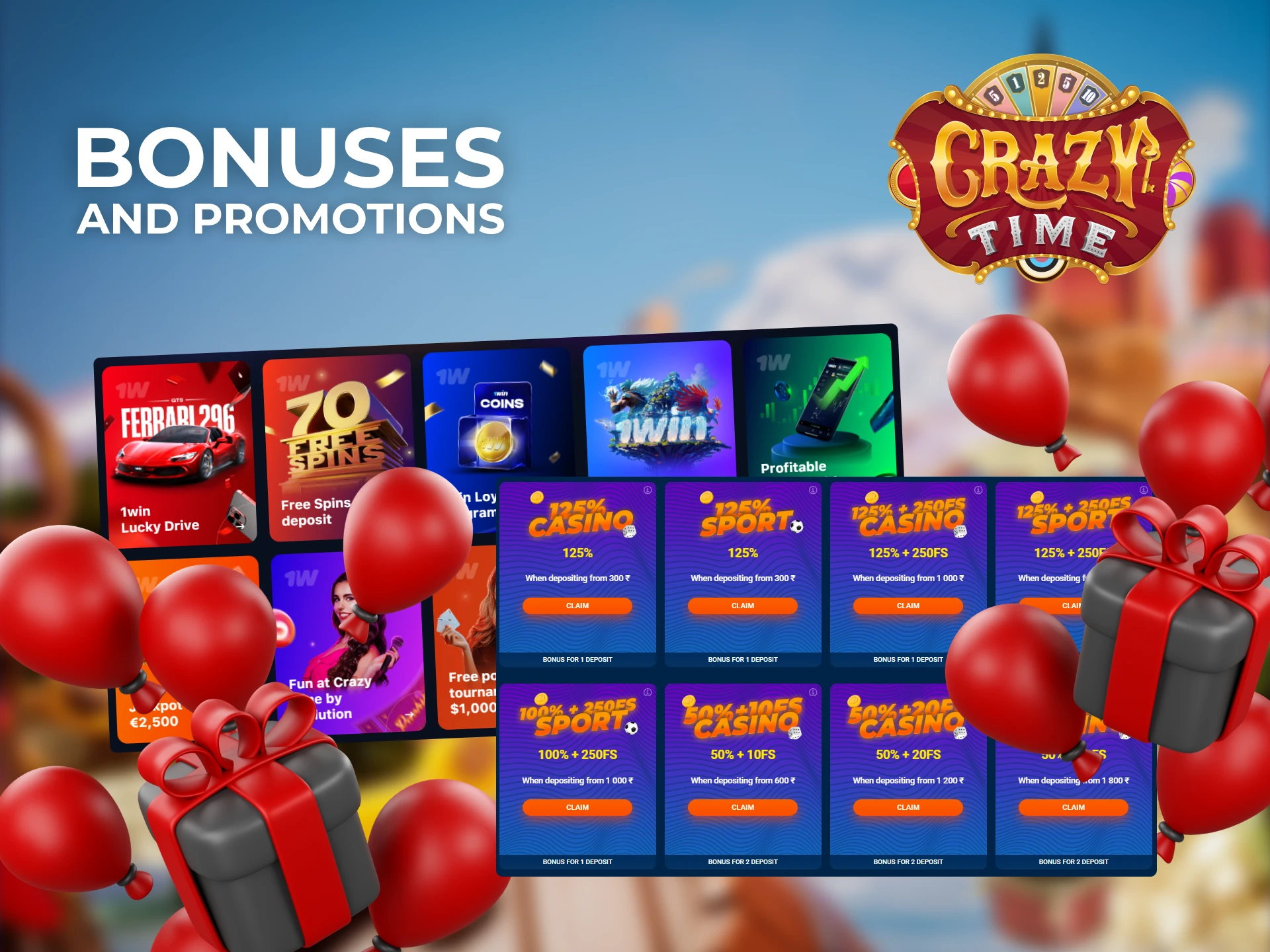 The casinos on our list offer the best bonuses and promotions for an enjoyable game of Crazy Time.