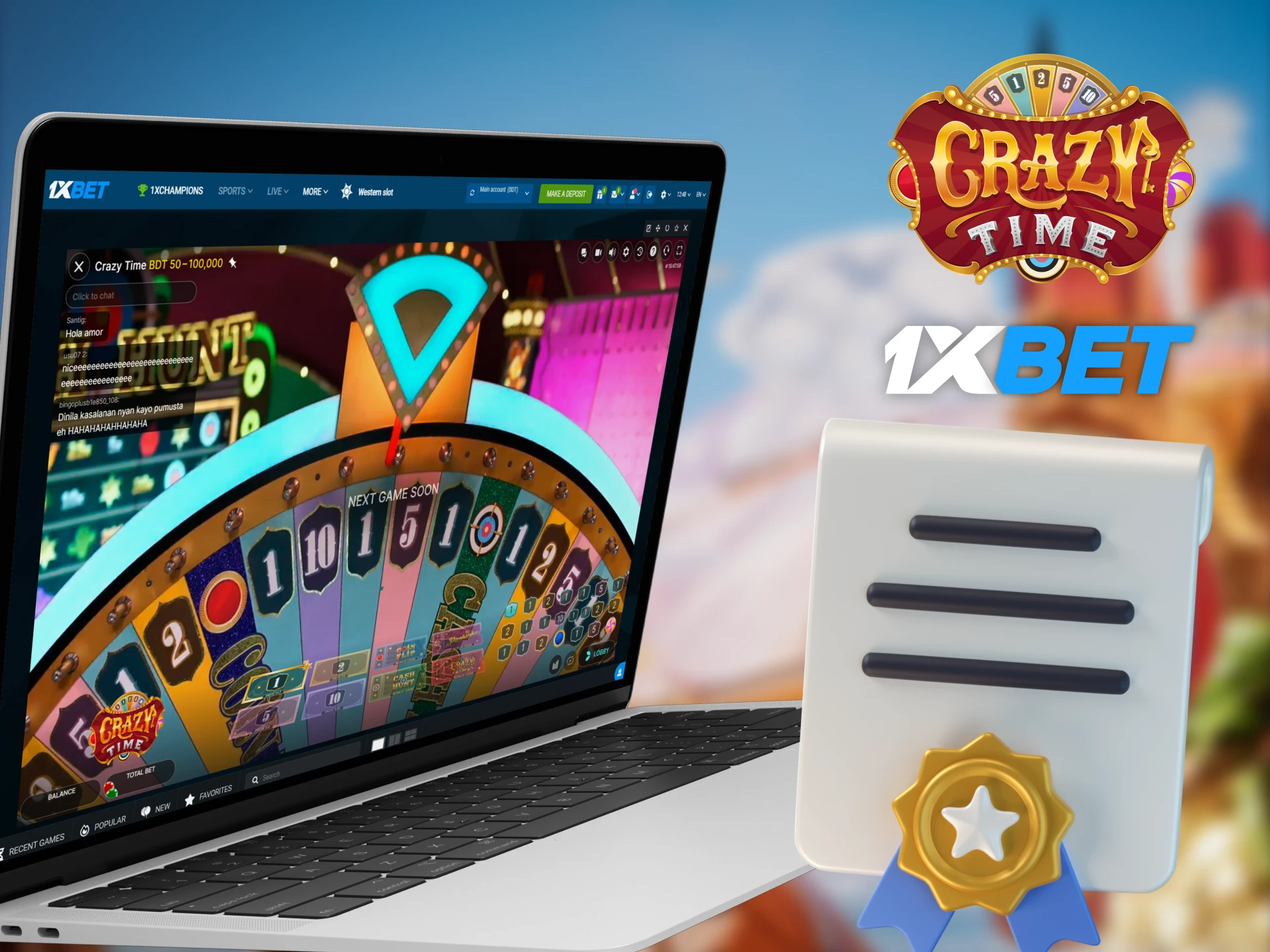 Play Crazy Time at a licensed 1xBet casino.