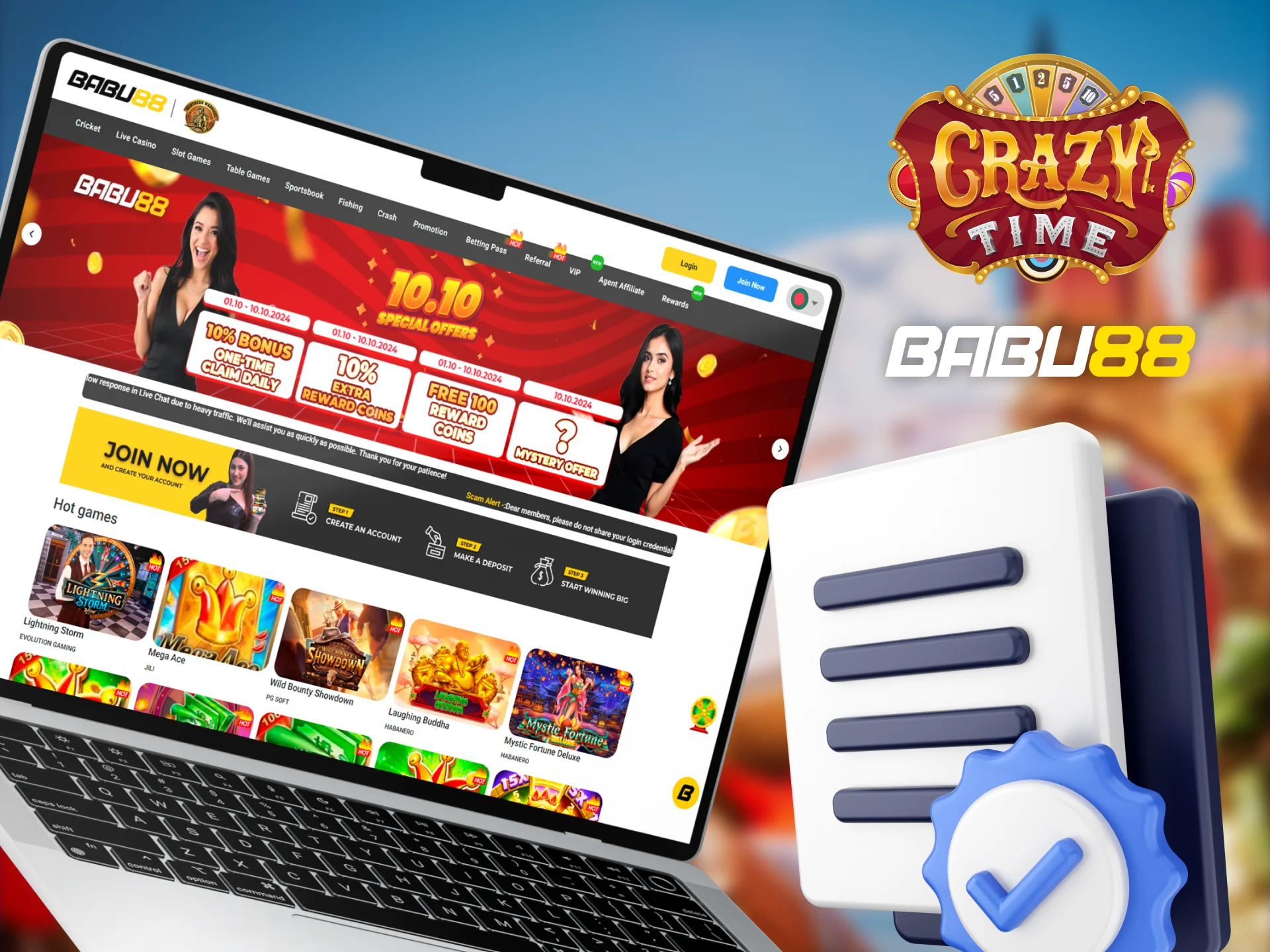 Babu88 is a licensed casino where you can play Crazy Time.