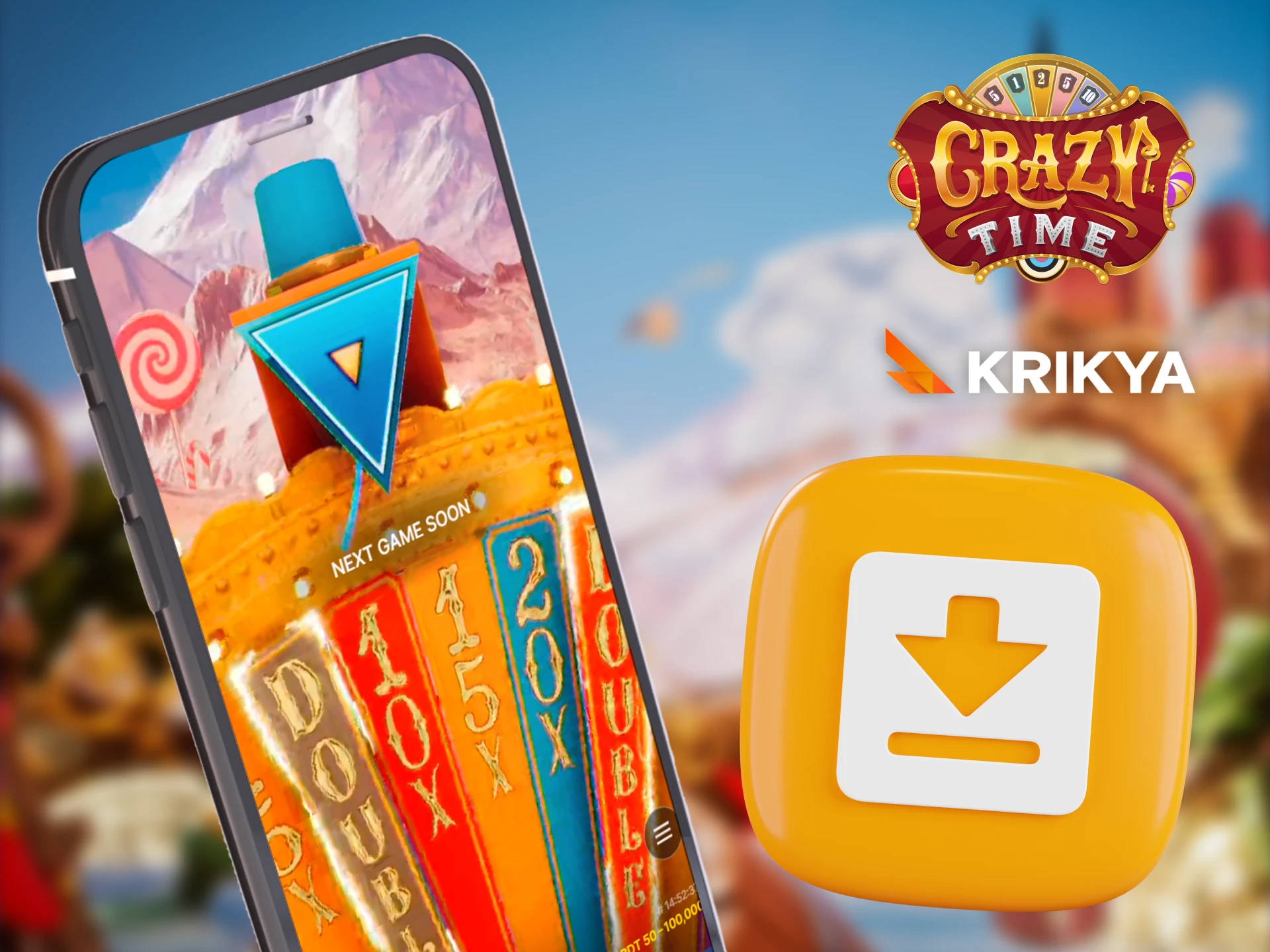 Play Crazy Time in the Krikya mobile app for Android and iOS.