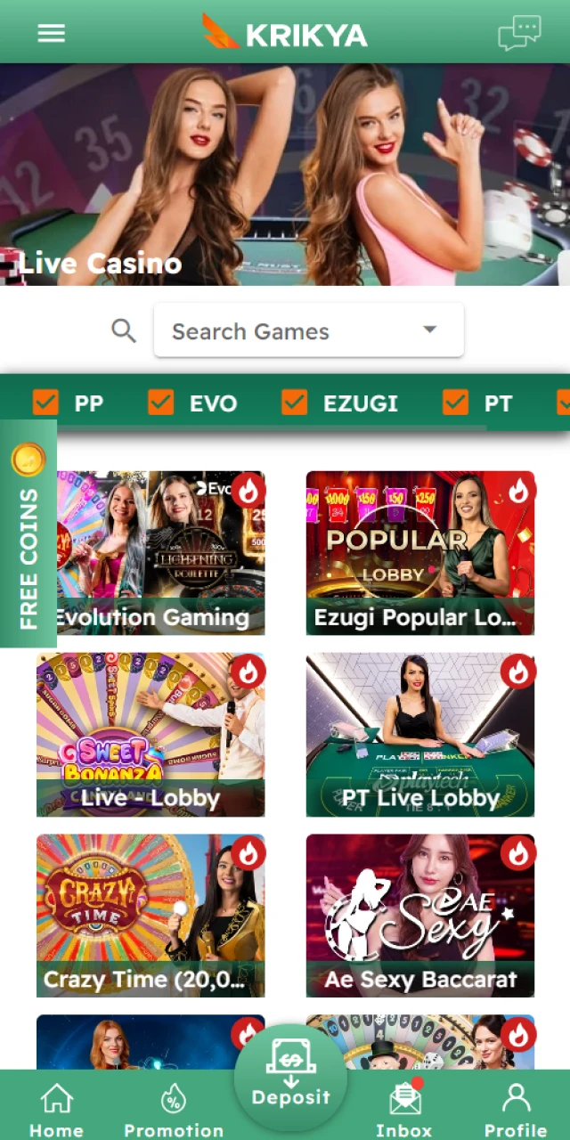 In the Krikya live casino section you will find the Crazy Time game.