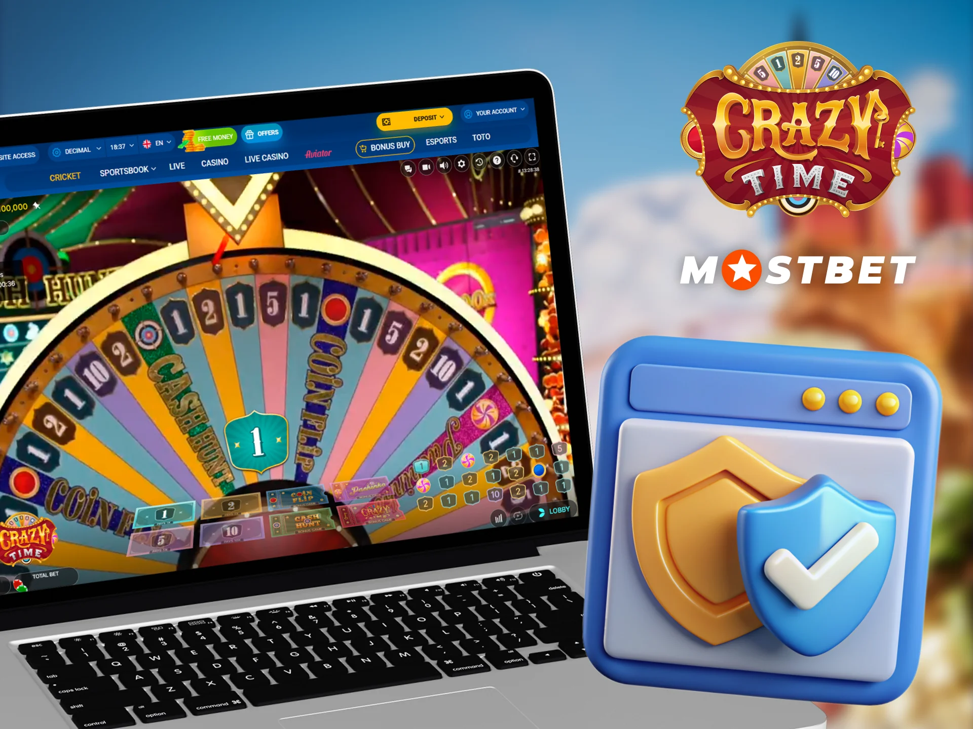 Mostbet ensures the safety of the game in Crazy Time for its users.