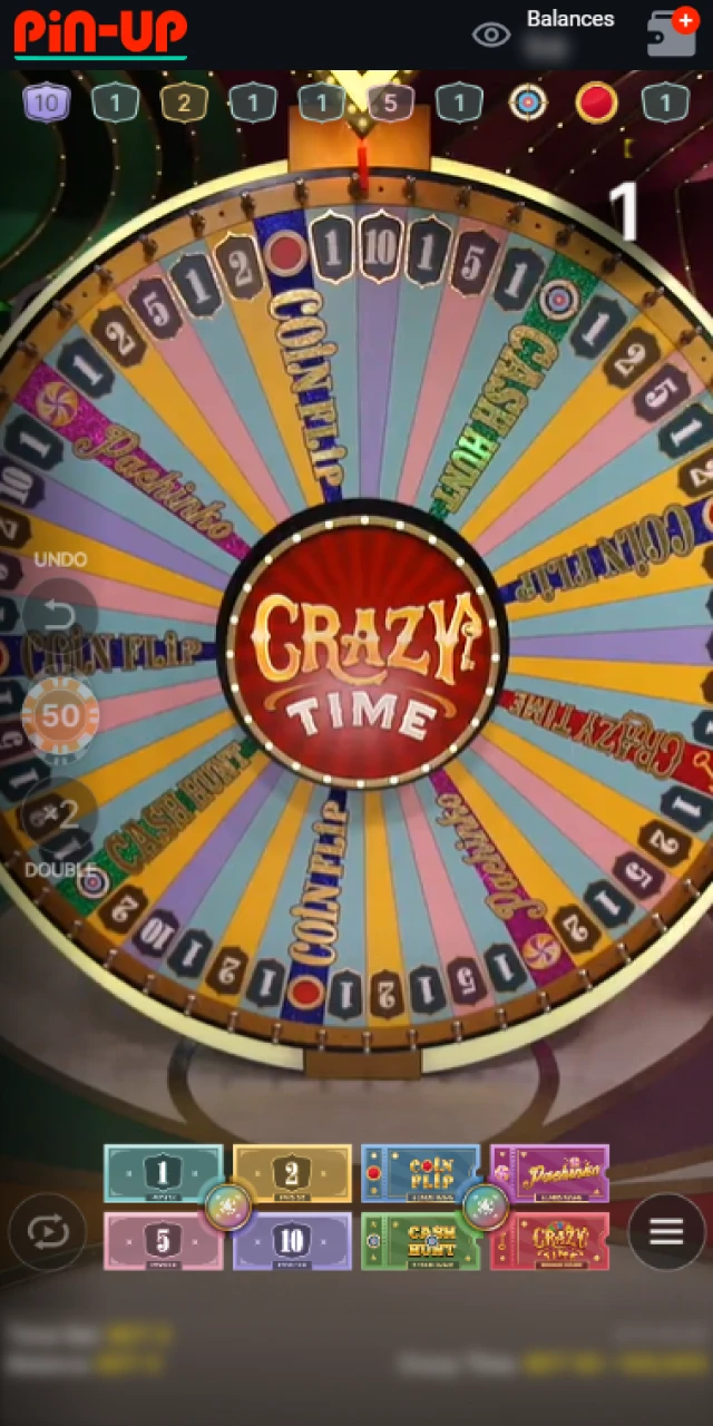 Now you can play Crazy Time at Pin Up Casino.