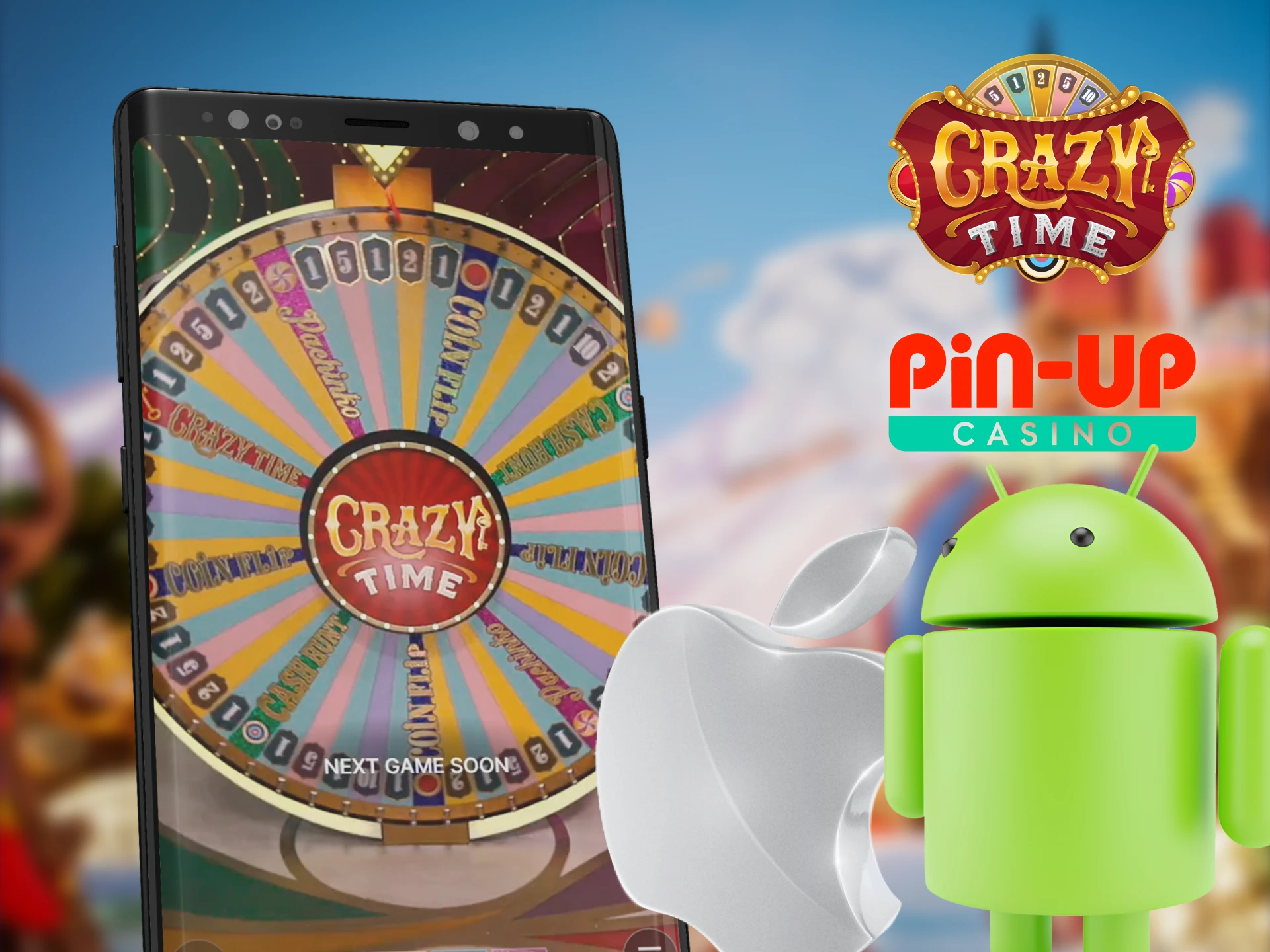 Play Crazy Time at Pin-Up Casino right from your mobile phone.